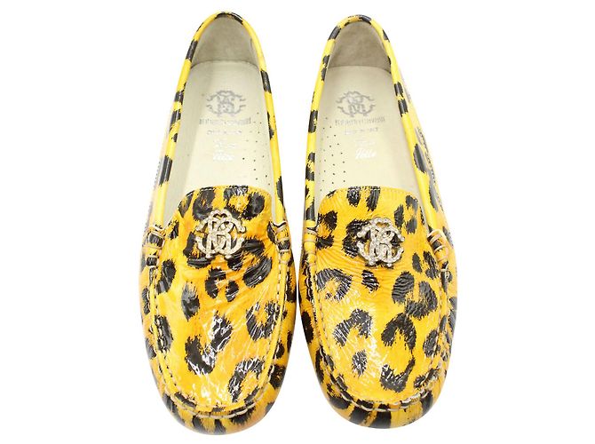 Roberto Cavalli Mocassini con stampa leopardata gialli e neri - vista 3
