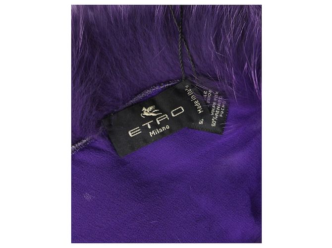 Etro Mantella in volpe viola e seta - vista 2