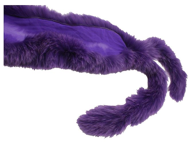 Etro Mantella in volpe viola e seta - vista 3