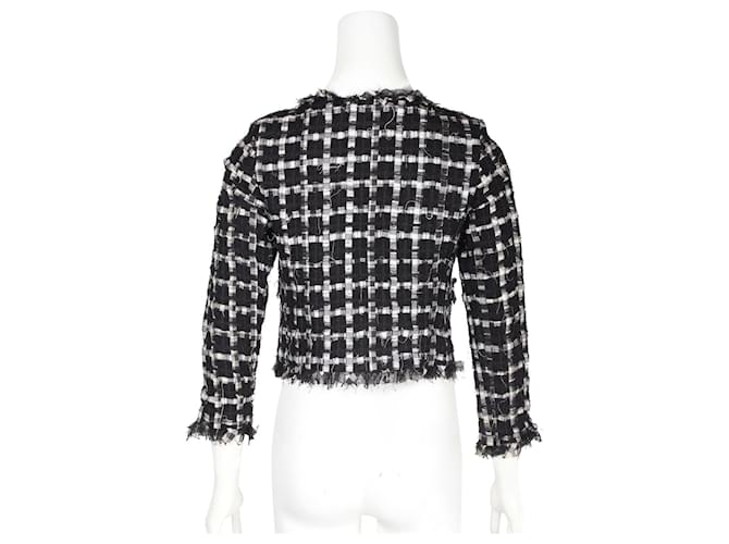 Timeless Chanel Chaqueta de tweed y encaje en blanco y negro - vista 3