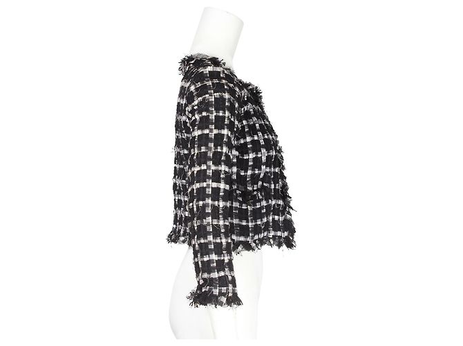 Timeless Chanel Chaqueta de tweed y encaje en blanco y negro - vista 4