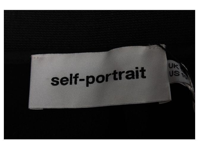 Self portrait Elegante mono negro con mangas de malla y lazo de terciopelo - vista 5