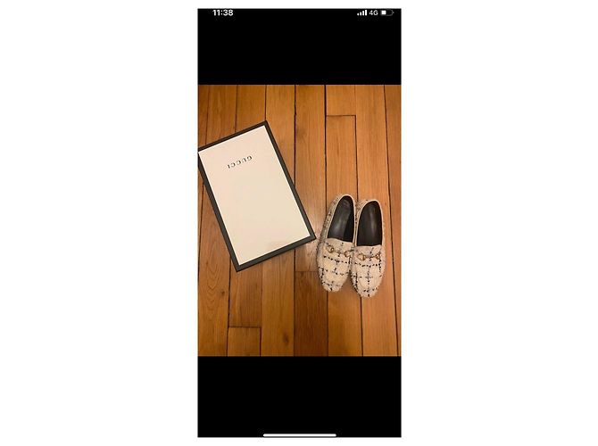 Gucci Mocassino romantico in tweed mirò Bianco sporco - vista 2
