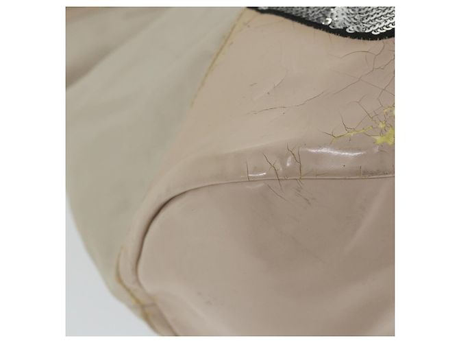 Salvatore Ferragamo Borsa A Spalla Nylon Vernice Beige Auth ti1318 - vista 15