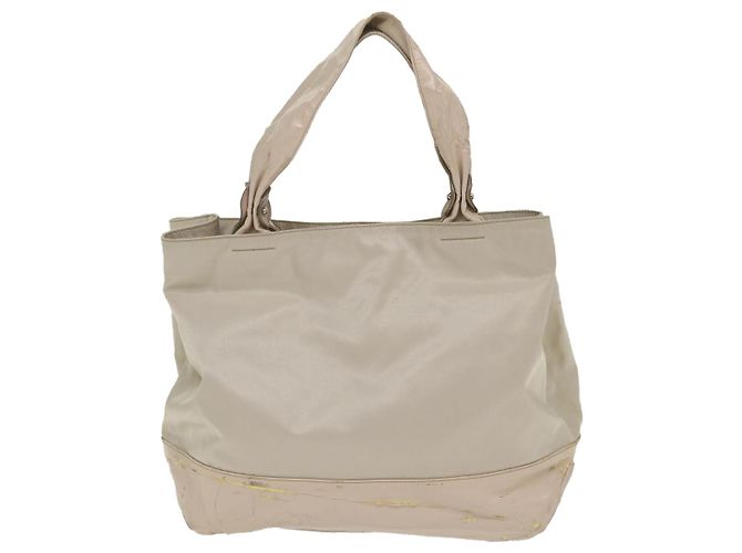 Salvatore Ferragamo Borsa A Spalla Nylon Vernice Beige Auth ti1318 - vista 2