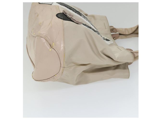 Salvatore Ferragamo Borsa A Spalla Nylon Vernice Beige Auth ti1318 - vista 3