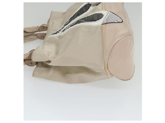 Salvatore Ferragamo Borsa A Spalla Nylon Vernice Beige Auth ti1318 - vista 4