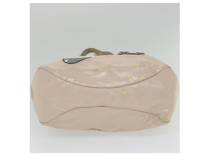 Salvatore Ferragamo Borsa A Spalla Nylon Vernice Beige Auth ti1318 - vista 5