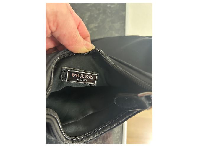 Borsa a spalla Prada nera in tela edizione 2000 Nero - vista 6