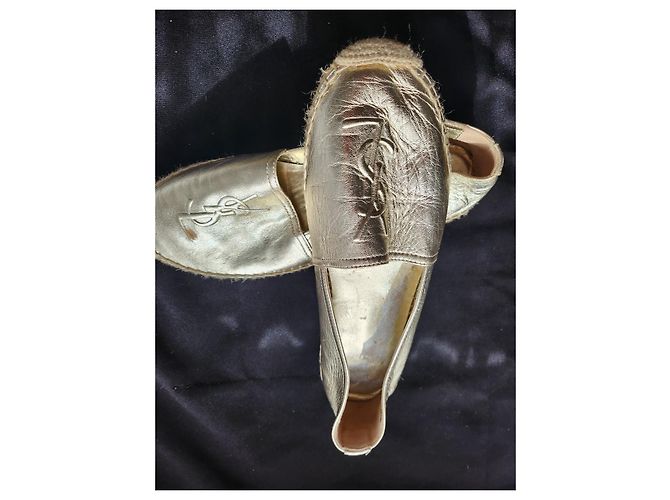 Yves Saint Laurent Espadrilles Cob Gold aus Leder Golden - Ansicht 10