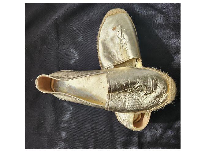 Yves Saint Laurent Espadrilles Cob Gold aus Leder Golden - Ansicht 11