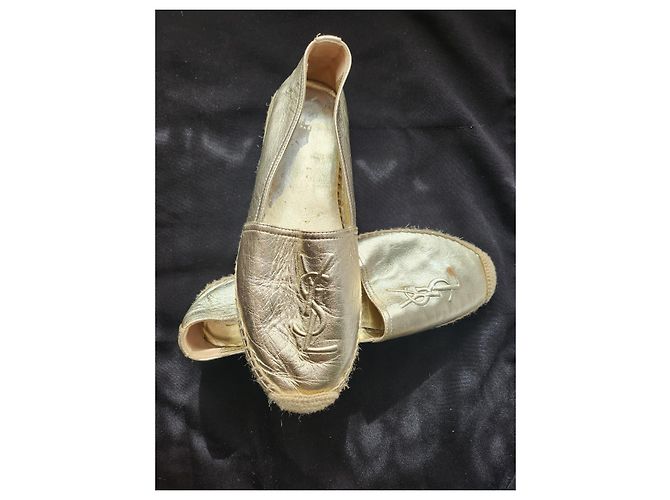 Yves Saint Laurent Espadrilles Cob Gold aus Leder Golden - Ansicht 12