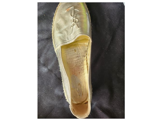 Yves Saint Laurent Espadrilles Cob Gold aus Leder Golden - Ansicht 13