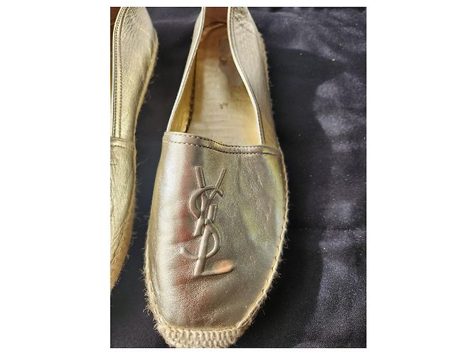 Yves Saint Laurent Espadrilles Cob Gold aus Leder Golden - Ansicht 15
