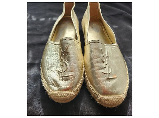 Yves Saint Laurent Espadrilles Cob Gold aus Leder Golden - Ansicht 4