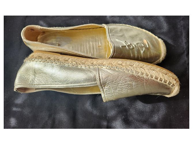 Yves Saint Laurent Espadrilles Cob Gold aus Leder Golden - Ansicht 5