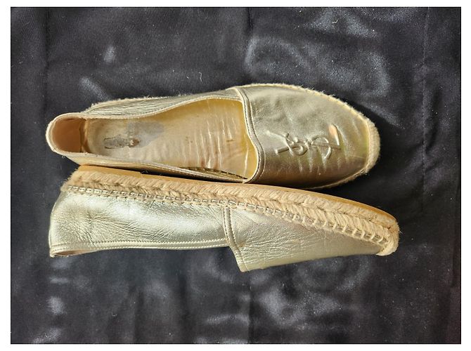 Yves Saint Laurent Espadrilles Cob Gold aus Leder Golden - Ansicht 6