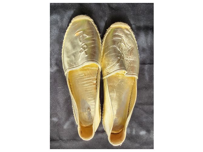 Yves Saint Laurent Espadrilles Cob Gold aus Leder Golden - Ansicht 7