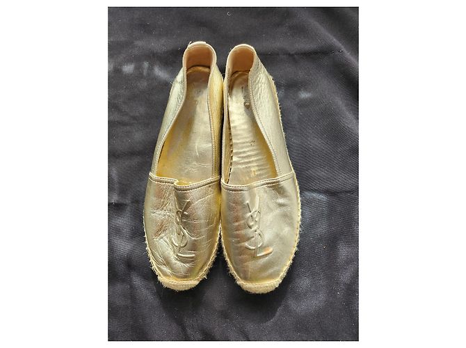 Yves Saint Laurent Espadrilles Cob Gold aus Leder Golden - Ansicht 9