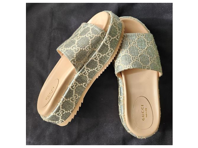 Espadrillas Gucci GG in pelle argento lamé - vista 14