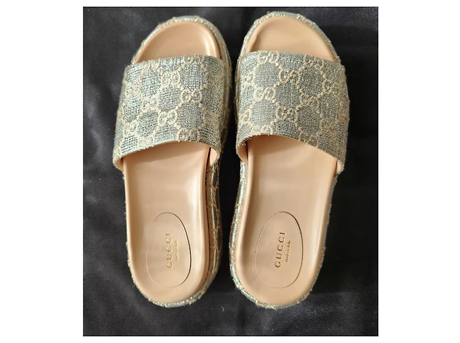 Espadrillas Gucci GG in pelle argento lamé - vista 16