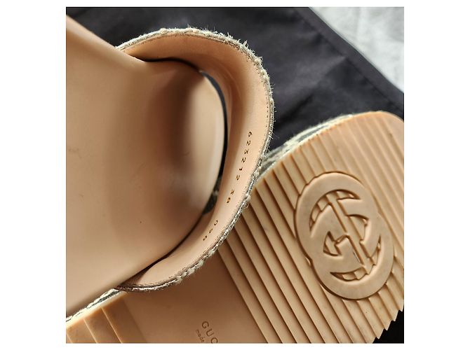 Espadrillas Gucci GG in pelle argento lamé - vista 4