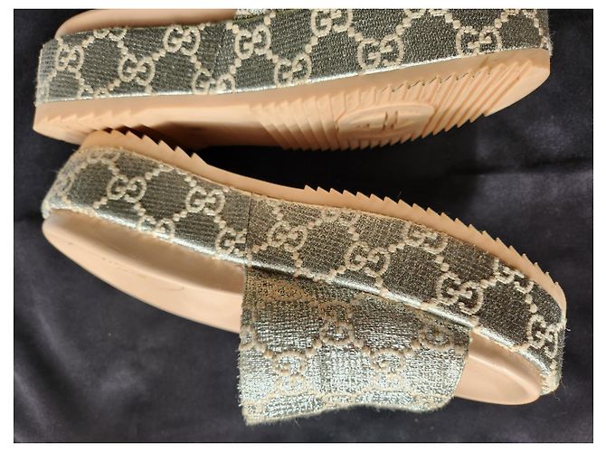 Espadrillas Gucci GG in pelle argento lamé - vista 5