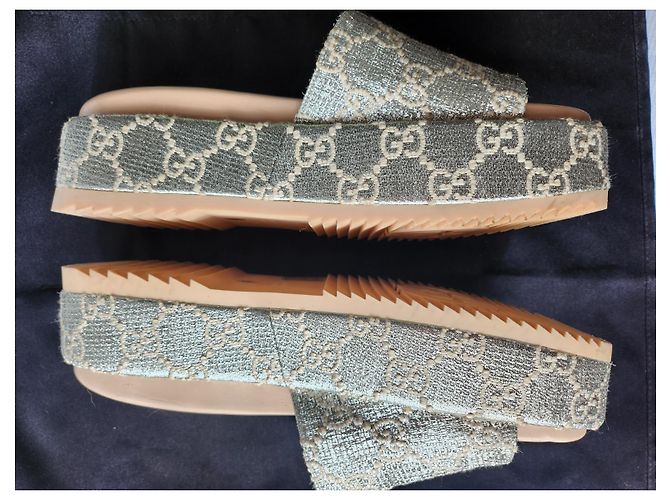 Espadrillas Gucci GG in pelle argento lamé - vista 6