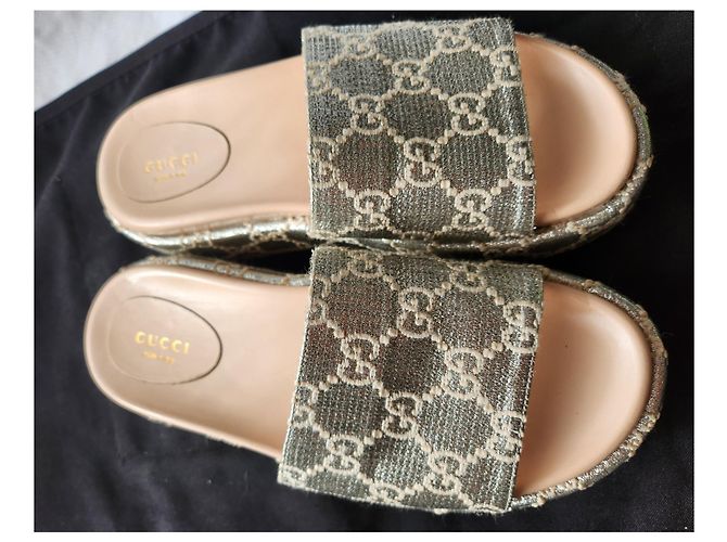 Espadrillas Gucci GG in pelle argento lamé - vista 7