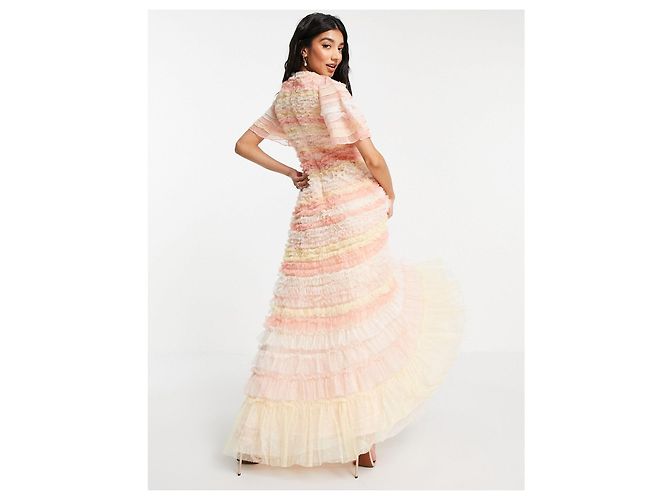 Needle & Thread Luella Rüschen Maxikleid Rosa Mehrfarben - Ansicht 5
