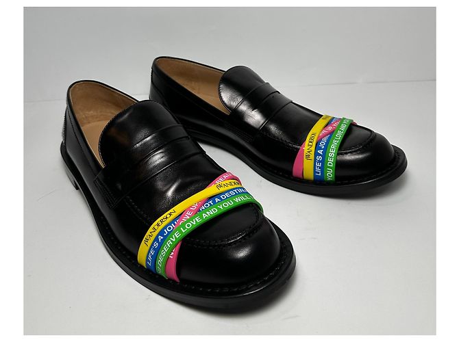 Mocassini JW Anderson in pelle nera Nero Multicolore - vista 3