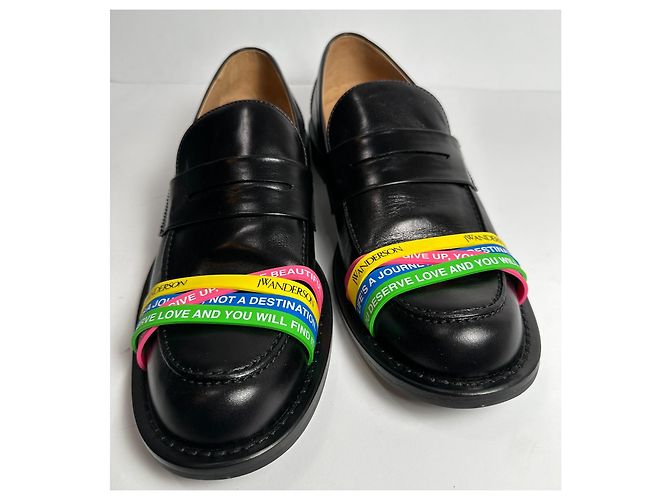 Mocassini JW Anderson in pelle nera Nero Multicolore - vista 4