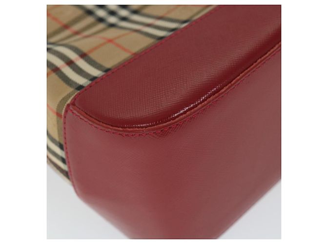 BURBERRY Nova Check Borsa a mano Nylon Tela Beige Rosso Auth am5133 - vista 15