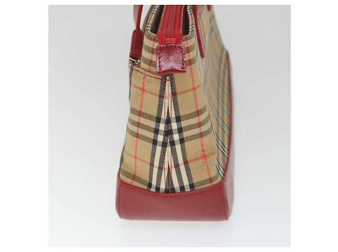 BURBERRY Nova Check Borsa a mano Nylon Tela Beige Rosso Auth am5133 - vista 3
