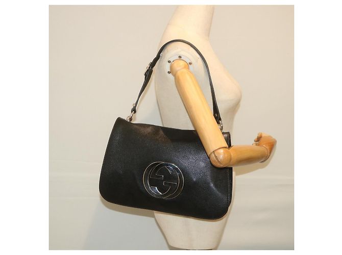 GUCCI Borsa a tracolla intrecciata in pelle nera 115746 Auth ki3687 Nero - vista 21