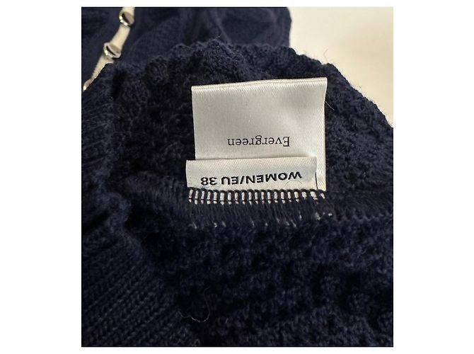 Autre Marque Y/Project Strickjacke mit Kette und Rüschen aus Wolle Marineblau - Ansicht 10
