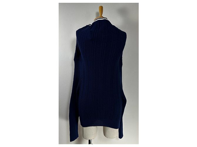 Autre Marque Y/Project Strickjacke mit Kette und Rüschen aus Wolle Marineblau - Ansicht 8