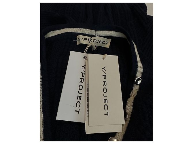 Autre Marque Y/Project Strickjacke mit Kette und Rüschen aus Wolle Marineblau - Ansicht 9