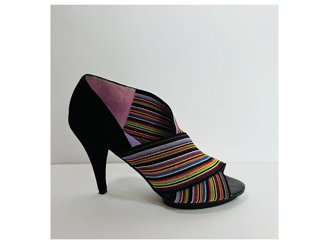 Tacchi United Nude Multicolore a Righe Scamosciati - vista 3