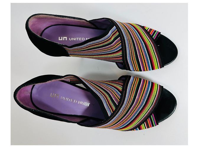 Tacchi United Nude Multicolore a Righe Scamosciati - vista 4