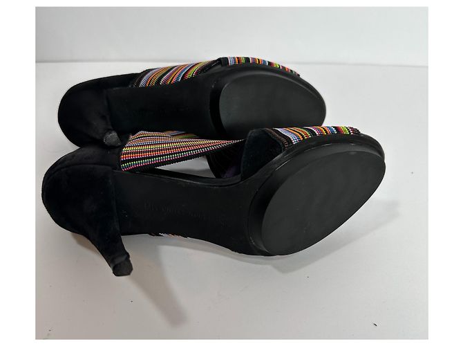 Tacchi United Nude Multicolore a Righe Scamosciati - vista 6