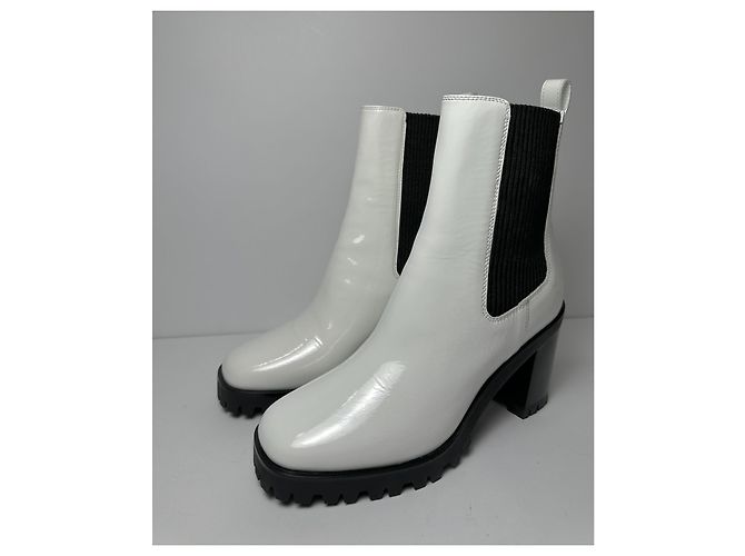 Botines Longchamp de charol blanco 36 - vista 4