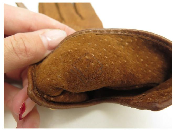 Hermès HERMES CLOU DE SELLE T HANDSCHUHE7 IN PECARI GOLD CAMEL LEDERHANDSCHUHEN Kamel - Ansicht 4