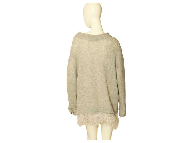 Riani Grauer Wollstrick m. Pullover mit Straußenfedern. Top-Größe 44 EUR - Ansicht 2