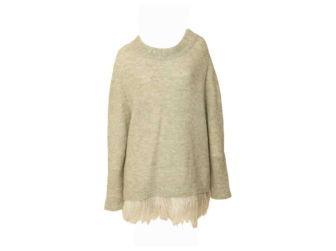 Riani Grauer Wollstrick m. Pullover mit Straußenfedern. Top-Größe 44 EUR - Ansicht 3