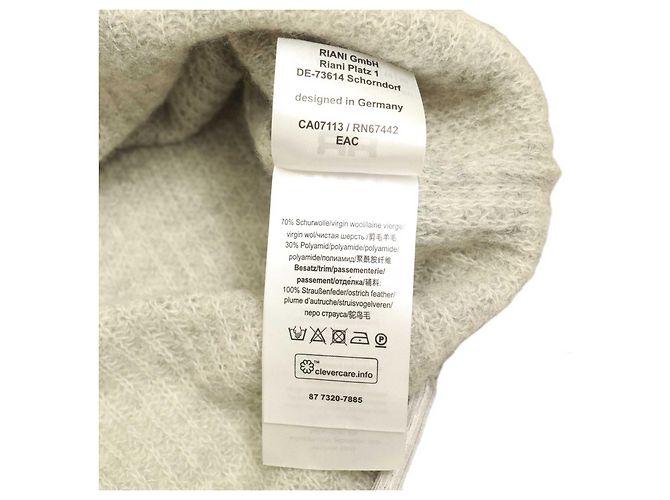 Riani Grauer Wollstrick m. Pullover mit Straußenfedern. Top-Größe 44 EUR - Ansicht 6
