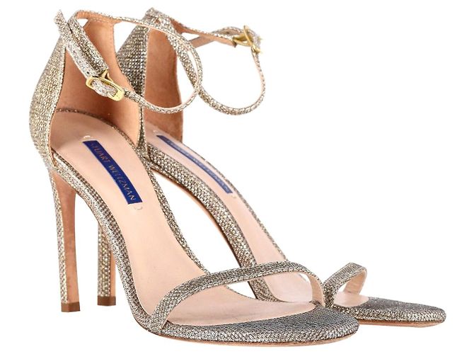 Sandali per nudisti Stuart Weitzman in sintetico dorato D'oro Metallico - vista 3