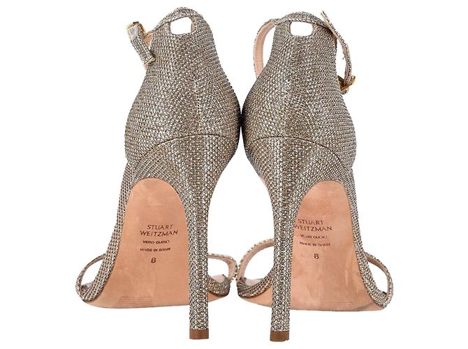 Sandali per nudisti Stuart Weitzman in sintetico dorato D'oro Metallico - vista 4