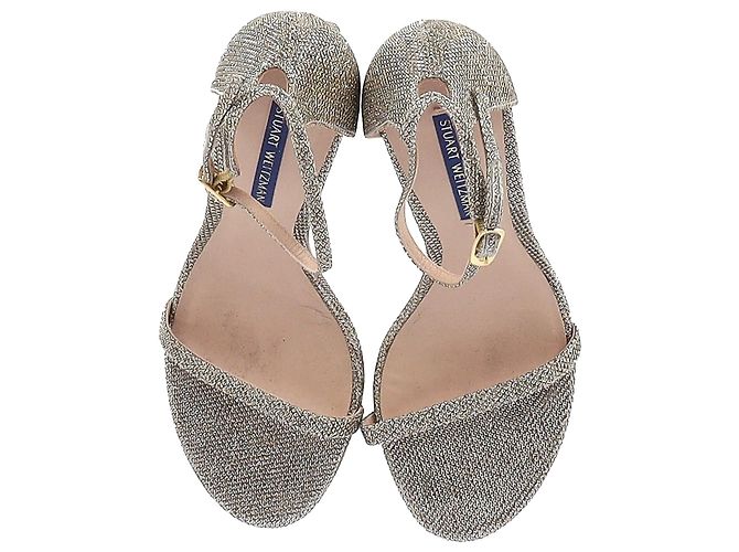 Sandali per nudisti Stuart Weitzman in sintetico dorato D'oro Metallico - vista 5
