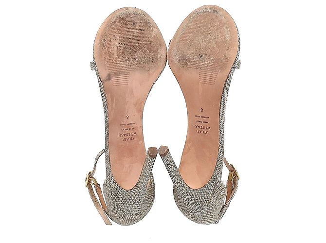 Sandali per nudisti Stuart Weitzman in sintetico dorato D'oro Metallico - vista 6
